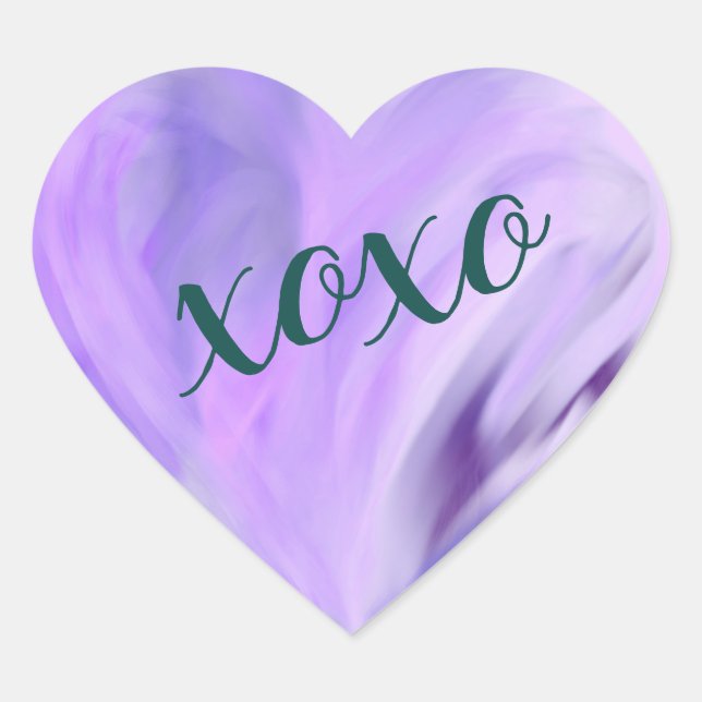 Sticker Cœur Purple Love Heart Xoxo Aquarelle Peint (Devant)