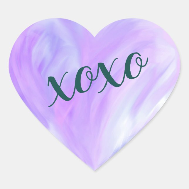 Sticker Cœur Purple Love Heart Xoxo Aquarelle Peint (Devant)