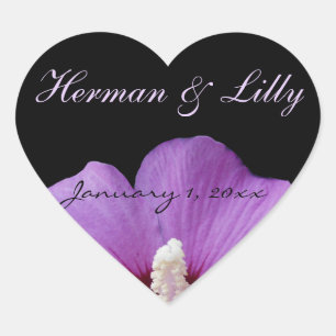 Sticker Cœur Purple Tropical Flower Personalized Wedding
