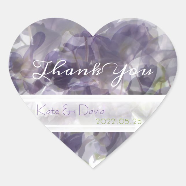 Sticker Cœur ©Purple Wisteria Whisper/Wedding Favor Merci (Devant)