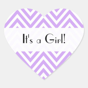 Sticker Cœur Purple Zigzag, Purple Chevron, Baby shower