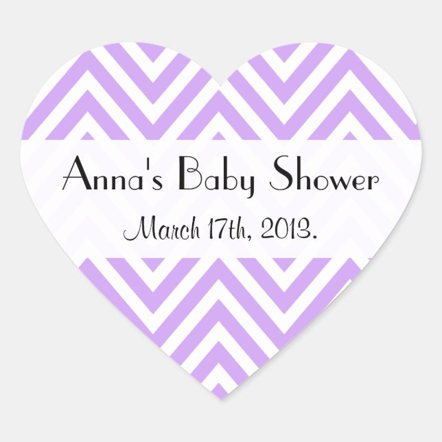 Sticker Cœur Purple Zigzag, Purple Chevron, Baby shower (Devant)