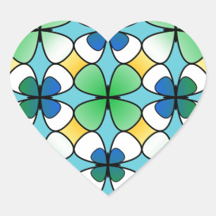 Sticker Cœur Quatre feuilles Clover Double à l'intérieur bleu v