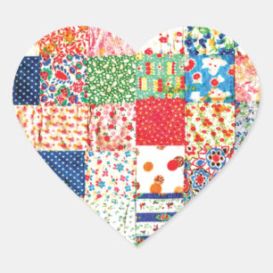 Sticker Cœur QWL Patchwork Quilt MOTIF COLORÉ ARRIÈRE - PLAN 