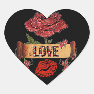 Sticker Cœur RAB Rockabilly Saint-Valentin Roses, Amour & Rouge
