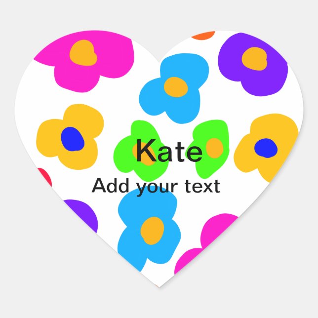 Sticker Cœur Rainbow flower pride amour ajouter nom texte lqbtq (Devant)
