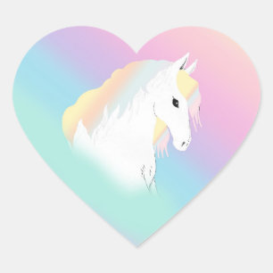 Sticker Cœur Rainbow Horse Unicorn Equestrium Girly