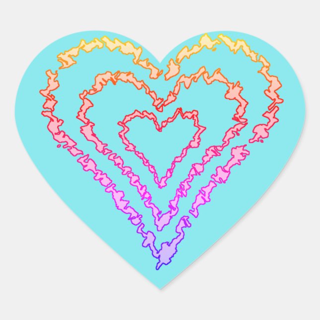 Sticker Cœur Rainbow Love Motif de coeur sur Turquoise léger (Devant)