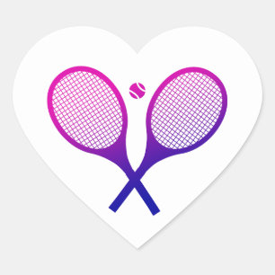 Sticker Cœur Raquettes de tennis Magenta à violet Ombre