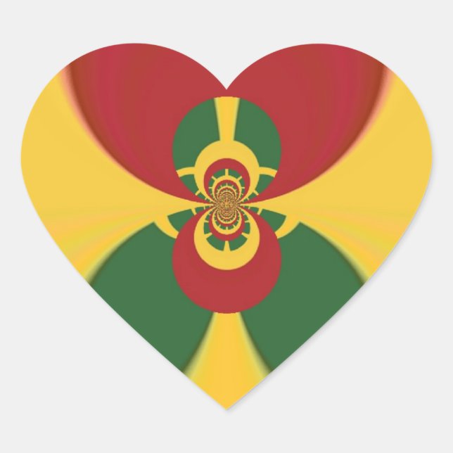 Sticker Cœur Rasta Colours Art Abstrait Imprimer (Devant)