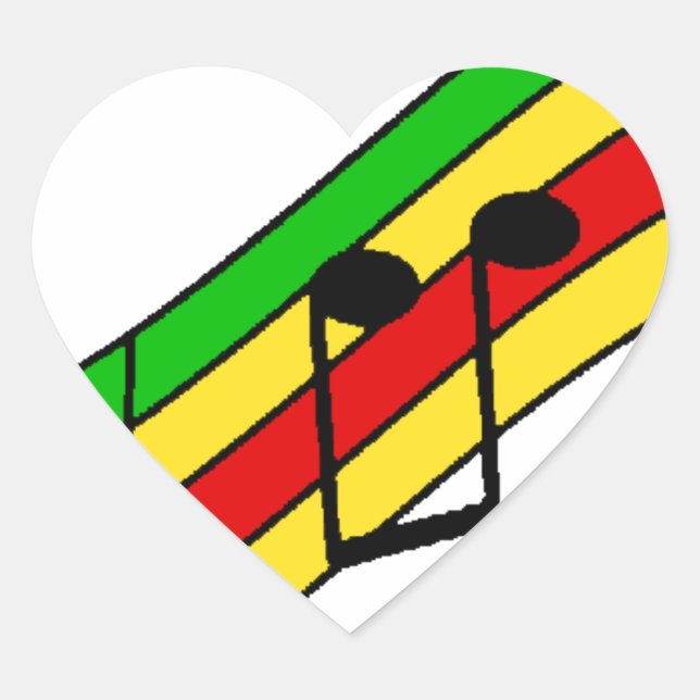 Sticker Cœur Rasta Music (Devant)