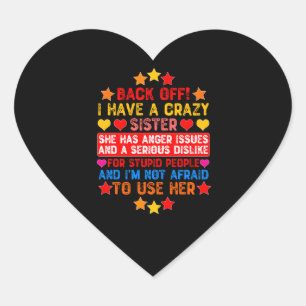 Sticker Cœur Recule ! J'ai une soeur folle - Enfants amusants