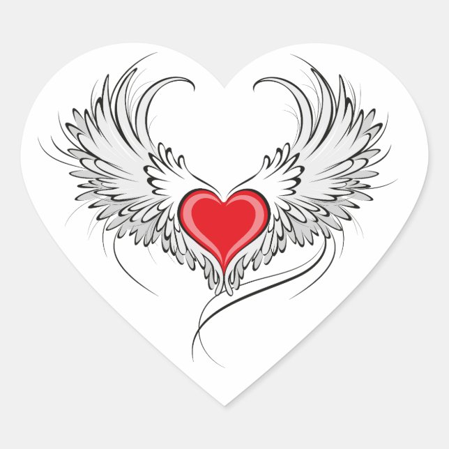 Sticker Cœur Red Angel Coeur avec ailes (Devant)