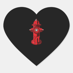 Sticker Cœur Red Graphic Fire Hydrant Pompier Cadeaux de travai