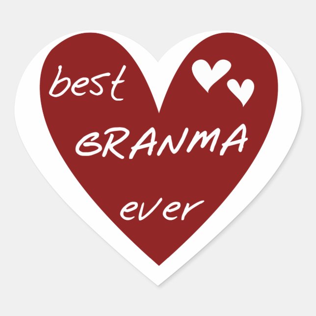 Sticker Cœur Red Heart Best Granma Ever T-shirts et cadeaux (Devant)