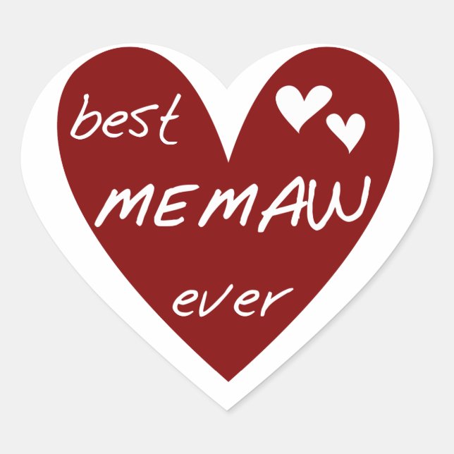 Sticker Cœur Red Heart Best Memaw Ever T-shirts et cadeaux (Devant)