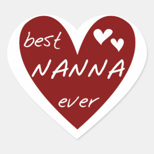 Sticker Cœur Red Heart Best Nanna T-shirts et cadeaux Ever