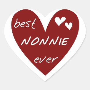 Sticker Cœur Red Heart Best Nonnie Ever T-shirts et cadeaux
