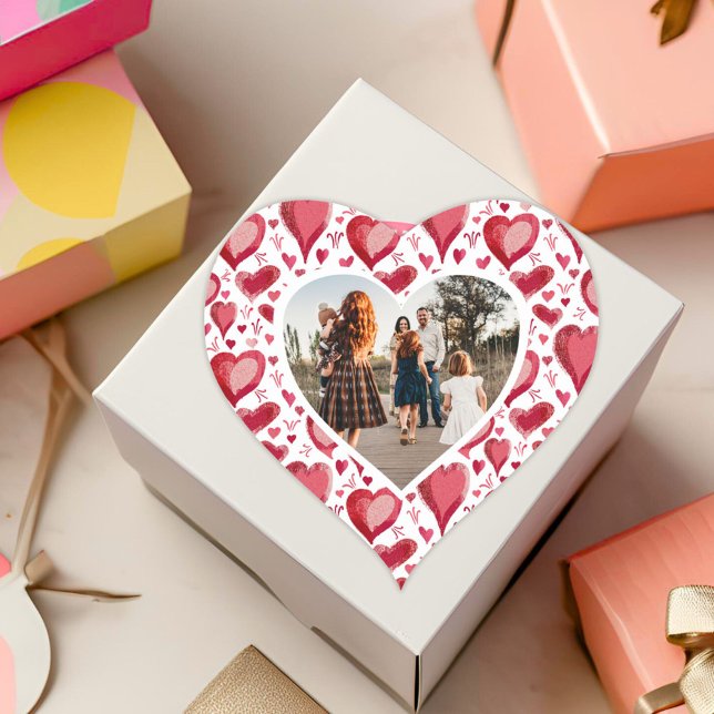 Sticker Cœur Red Heart Motif Famille Photo Saint Valentin`s day (Créateur téléchargé)