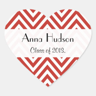 Sticker Cœur Red Zigzag, Red Chevron, Motif de vague, Graduatio