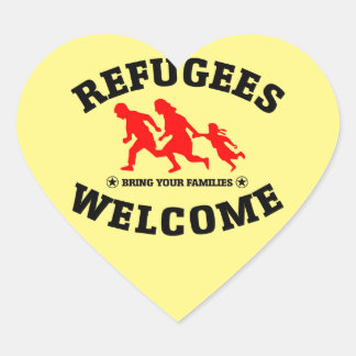 Sticker Cœur Réfugiés Bienvenue Apportez Vos Familles