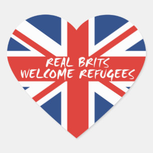 Sticker Cœur Réfugiés d'accueil pour les Britanniques