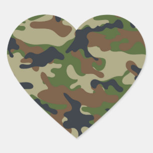 Sticker Cœur Région boisée Camo