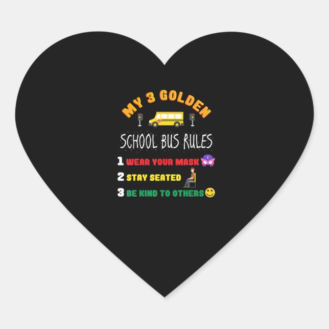 Sticker Cœur Règles d'autobus scolaire pour les élèves Funky Sc (Devant)