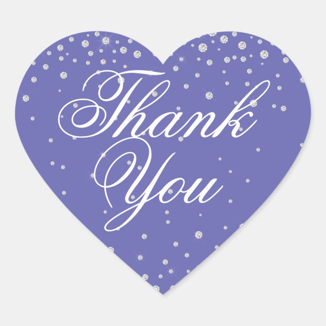 Sticker Cœur Remerciements Mariage Purple Diamonds (Devant)