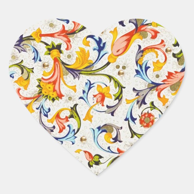 STICKER CŒUR RENAISSANCE FLORENTINE EAUX FLORALES, FLEURS (Devant)