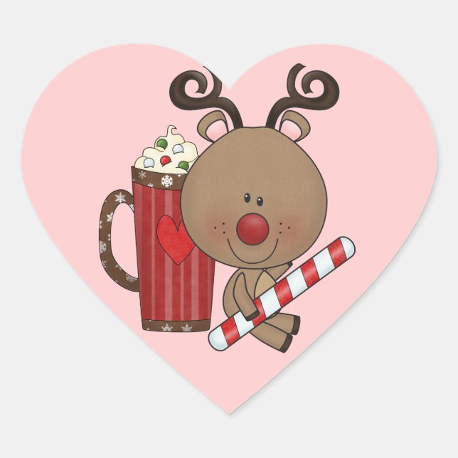 Sticker Cœur Renne de Rudy avec du cacao (Devant)