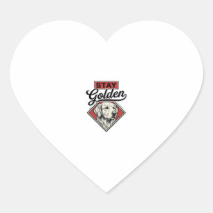 Sticker Cœur Restez Retriever doré Chien Vintage Vector Design_