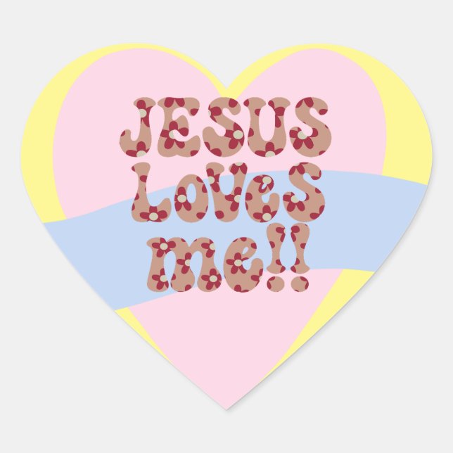 Sticker Cœur Retro Jésus m'aime (Devant)