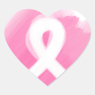 Sticker Cœur Ribbon de sensibilisation au cancer du sein Aquare