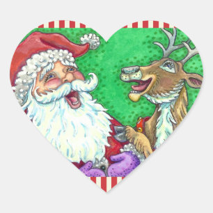 Sticker Cœur RIRE PÈRE NOËL & REINDEER KNOCK KNOCK JOKES Drôle
