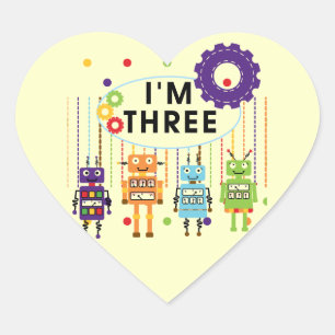 Sticker Cœur Robot T-shirts et cadeaux d'anniversaire 3e