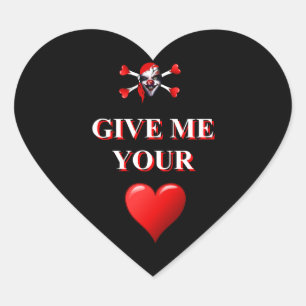 Sticker Cœur Romantique drôle pirate et coeur d'amour rouge