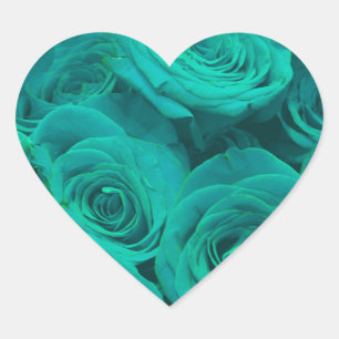 Sticker Cœur Romantique élégant turquoise vert roses