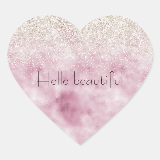 Sticker Cœur Romantique Glam rose Parties scintillant blanche é (Devant)