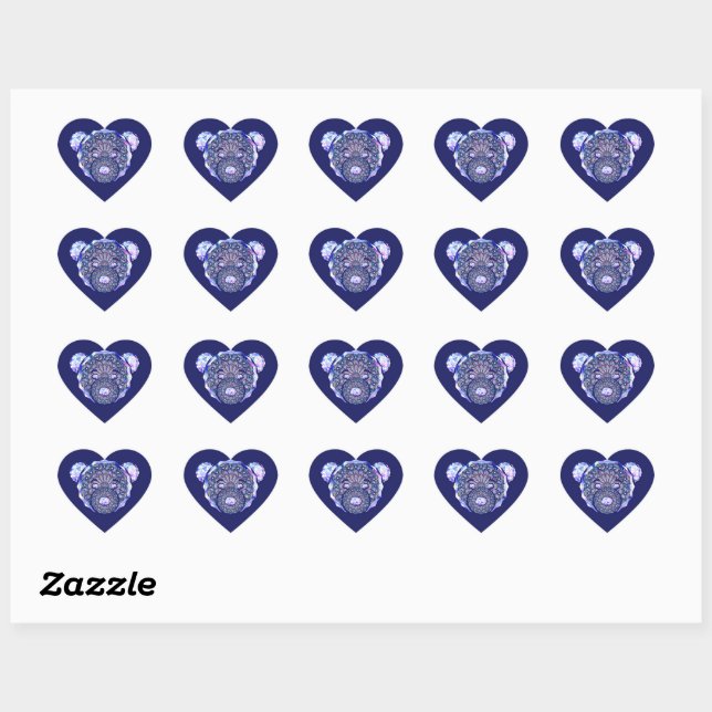 Sticker Cœur Rosace bleu ou rouge pour bébé&enfant (Feuille)
