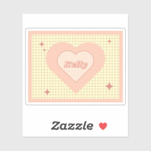 Sticker Coeur rose À damiers Motif Saint Valentin