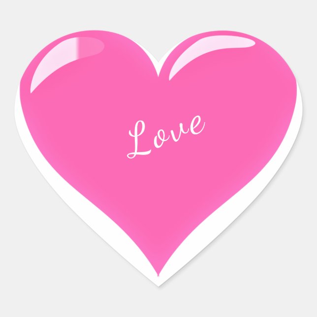 Sticker Coeur Rose avec Amour Texte - Personnalisa (Devant)