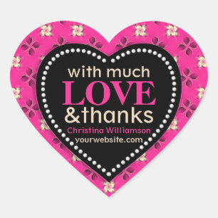 Sticker Cœur Rose avec beaucoup d'amour et Merci Love Coeur Sti