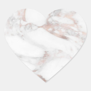 Sticker Cœur Rose créatif Marbre or Elegant Modèle blanc