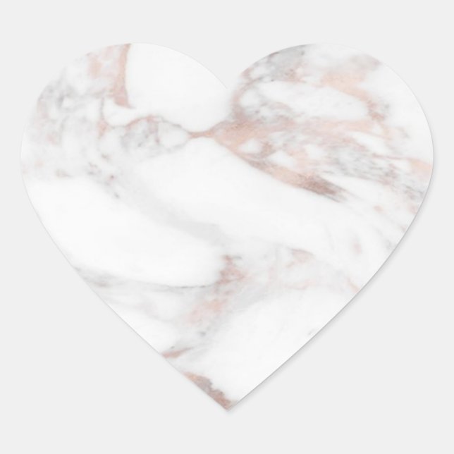 Sticker Cœur Rose créatif Marbre or Elegant Modèle blanc (Devant)