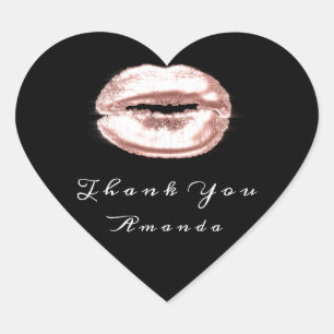 Sticker Cœur Rose de lèvres Kiss noir blanc maquillage nuptiale