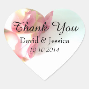 Sticker Cœur Rose en forme de coeur mariage de fleurs merci aut