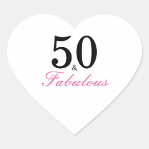 Sticker Cœur Rose et noir 50 et fabuleux Anniversaire classique