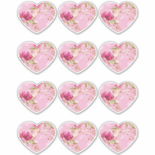 Sticker Coeur rose floral