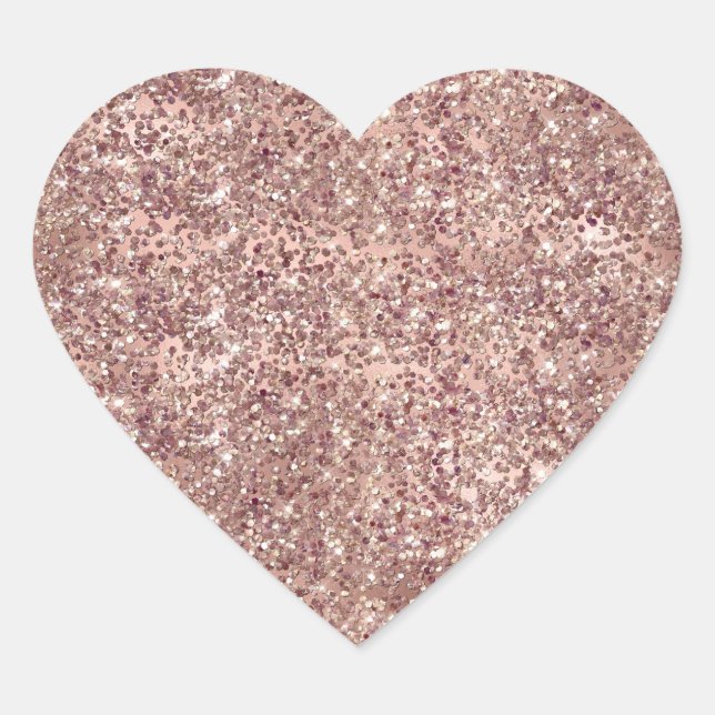 Sticker Cœur Rose Gold Glam Parties scintillant étincelle (Devant)